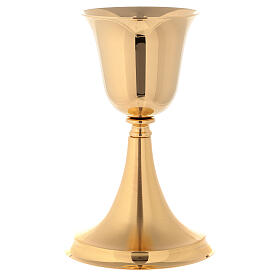 Gold plated brass chalice with satin base 20 cm