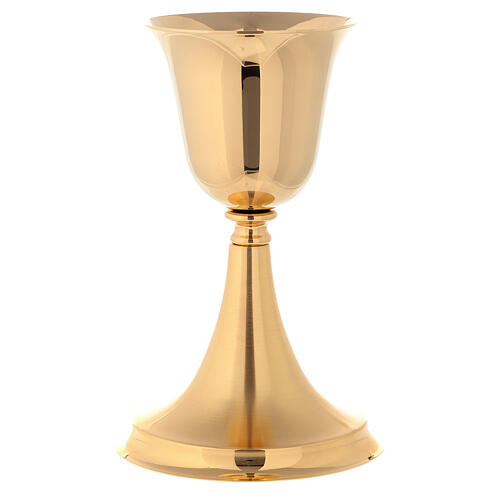 Gold plated brass chalice with satin base 20 cm 1