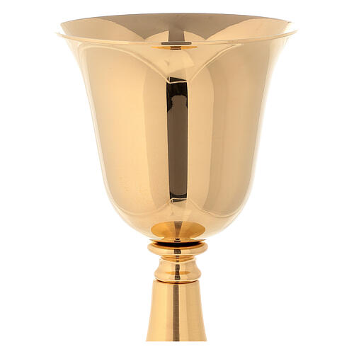 Gold plated brass chalice with satin base 20 cm 2