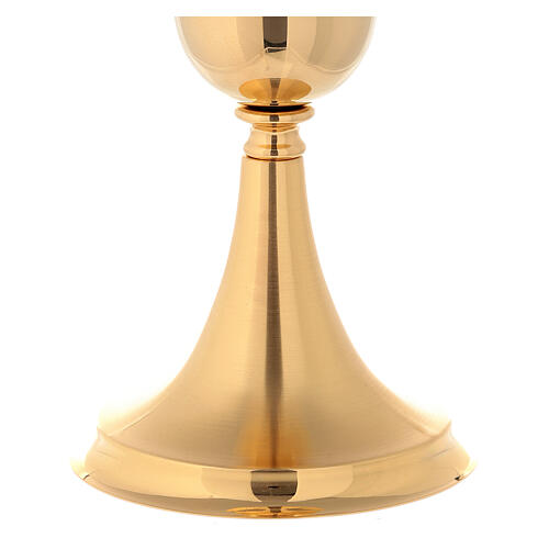 Gold plated brass chalice with satin base 20 cm 3