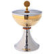 Ciborium in 24K golden and silver toned brass, hammered and decorated with stones s1