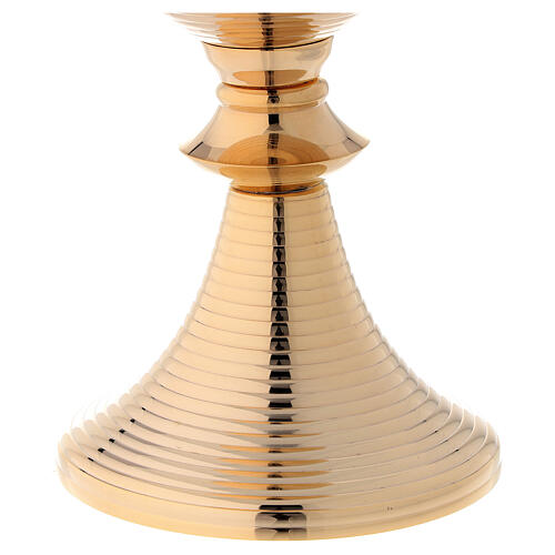 Striped gold plated brass chalice and paten 8 1/4 in 4