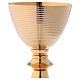 Striped gold plated brass chalice and paten 8 1/4 in s2