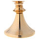 Striped gold plated brass chalice and paten 8 1/4 in s4