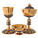 Chalice ciborium paten, Evangelists lamb in two-toned brass s1