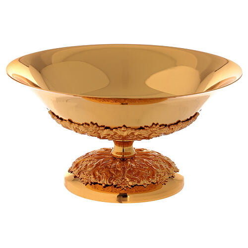 Chalice ciborium paten gold plated brass and nickel silver branches and flowers 8