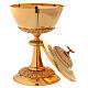Chalice ciborium paten gold plated brass and nickel silver branches and flowers s5