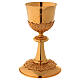 Chalice ciborium paten gold plated brass and nickel silver branches and flowers s6