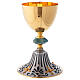Chalice ciborium paten of bicolored brass and nickel silver with resin node s2