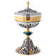 Chalice ciborium paten of bicolored brass and nickel silver with resin node s4