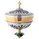Chalice ciborium paten of bicolored brass and nickel silver with resin node s5