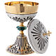 Chalice ciborium paten in gold and silver plated brass with resin node s6