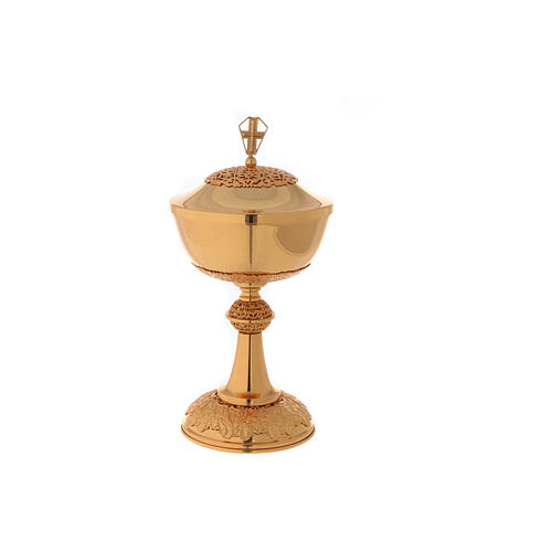 Chalice ciborium paten gold plated brass filigree and perforated node 3