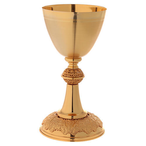 Chalice ciborium paten gold plated brass filigree and perforated node 5