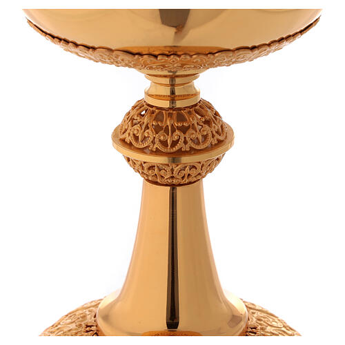 Chalice ciborium paten gold plated brass filigree and perforated node 6