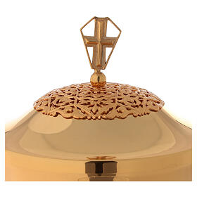 Chalice ciborium paten in golden brass filigree openwork knot