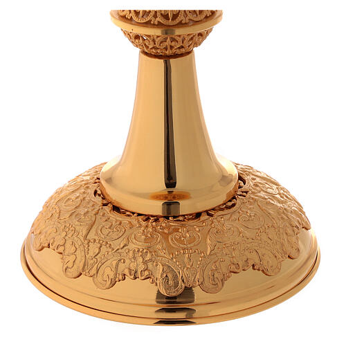 Chalice ciborium paten in golden brass filigree openwork knot 7