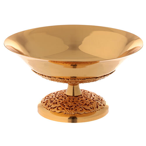 Chalice ciborium paten in golden brass filigree openwork knot 8