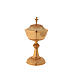 Chalice ciborium paten in golden brass filigree openwork knot s3
