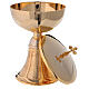 Ciborium in golden brass with large decorated base h. 20.5 cm s2