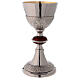 Chalice and paten in brass with turned red junction s2