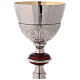 Chalice and paten in brass with turned red junction s3