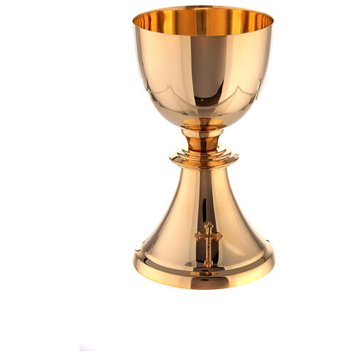Chalice ciborium and paten with applied cross of gold plated brass 4