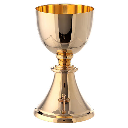 Chalice ciborium and paten with applied cross of gold plated brass 10