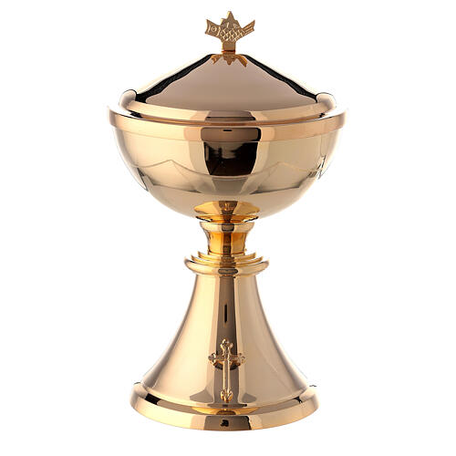 Chalice ciborium and paten with applied cross of gold plated brass 11