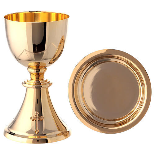 Chalice ciborium and paten with applied cross of gold plated brass 13