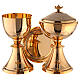 Chalice ciborium and paten with applied cross of gold plated brass s1
