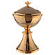 Chalice ciborium and paten with applied cross of gold plated brass s3