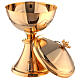 Chalice ciborium and paten with applied cross of gold plated brass s8