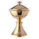 Chalice ciborium and paten with applied cross of gold plated brass s11