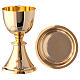 Chalice ciborium and paten with applied cross of gold plated brass s13