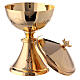 Chalice ciborium and paten with applied cross of gold plated brass s14