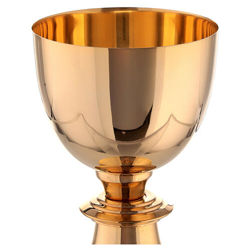 Chalice, ciborium and paten attached cross gold plated brass 5
