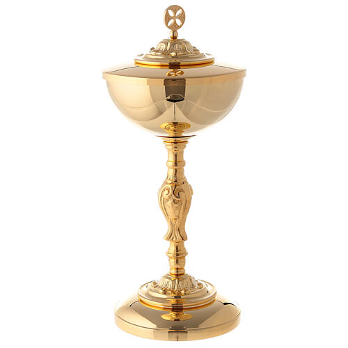 Chalice and pyx made of 24 carat gold-plated brass in Baroque Style 3