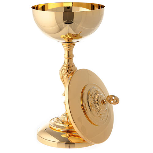 Chalice and pyx made of 24 carat gold-plated brass in Baroque Style 6
