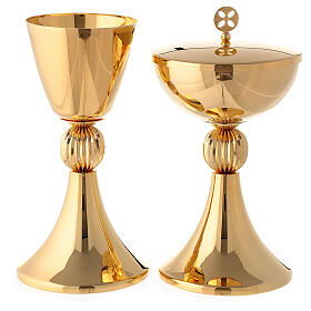 Chalice and pyx made of 24 carat gold-plated brass with striped know