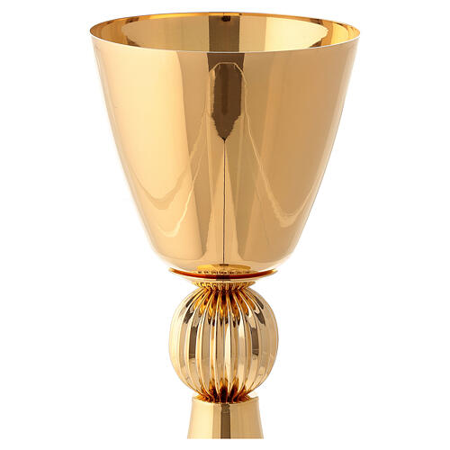 Chalice and ciborium with ribbed node in 24-karat gold plated brass 4