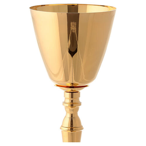 Gold plated brass chalice and ciborium with casted column-shaped node 4