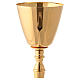 Gold plated brass chalice and ciborium with casted column-shaped node s4