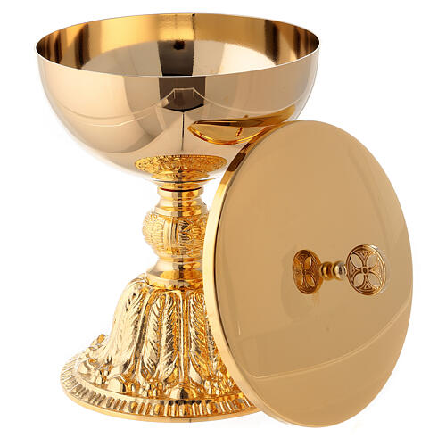 Chalice and pyx made of brass with 24-carat gold plating with Baroque decoration 5