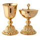 Chalice and pyx made of brass with 24-carat gold plating with Baroque decoration s1