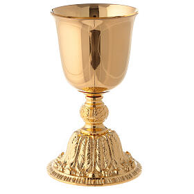 Gold plated brass chalice and ciborium with baroque node and base