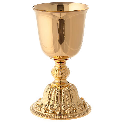 Gold plated brass chalice and ciborium with baroque node and base 2