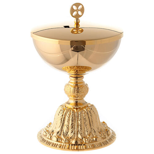 Gold plated brass chalice and ciborium with baroque node and base 3