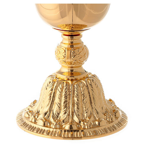 Gold plated brass chalice and ciborium with baroque node and base 4