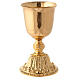 Gold plated brass chalice and ciborium with baroque node and base s2